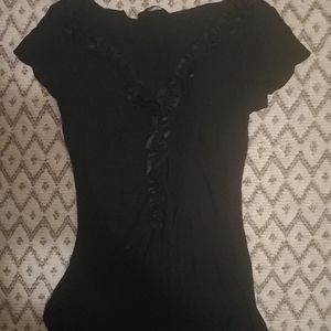 Black Shirt with ruffles on front